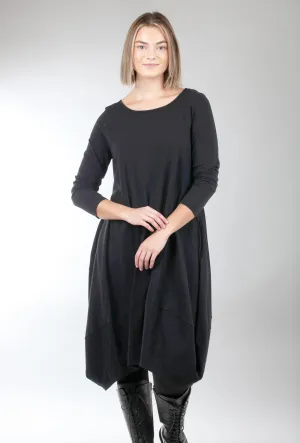 3/4-Sleeve Tulip Dress, Black