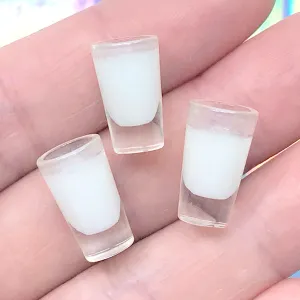 3D Miniature Glass with Milk | Dollhouse Breakfast | Doll House Beverage | Mini Food Jewelry Making (3 pcs / 9mm x 15mm)