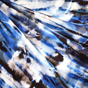 Abstract Watercolor Stripe Print Jersey Knit Blue/Black