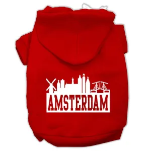 Amsterdam Skyline Screen Print Pet Hoodies Red Size Sm (10)