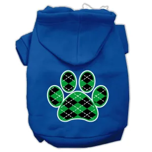 Argyle Paw Green Screen Print Pet Hoodies Blue Size Med (12)