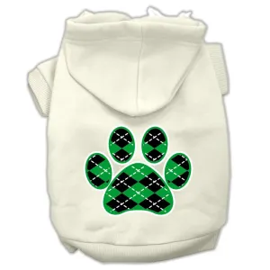 Argyle Paw Green Screen Print Pet Hoodies Cream Size XXL (18)