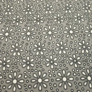 Black Floral and Circles Embroidered Organza Fabric