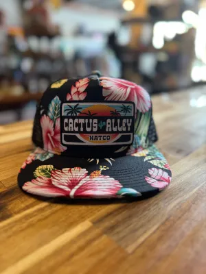 Black Floral/ Black Mesh  Snapback- Cactus Alley