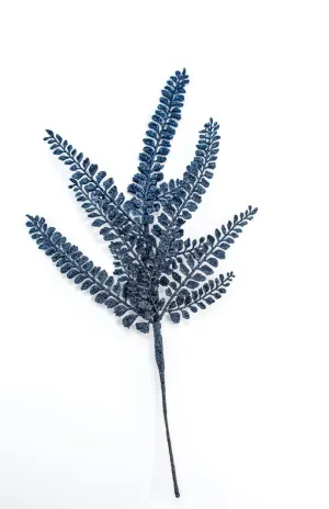 Blue glittered fern spray