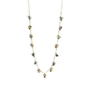 Blue Long Beaded Cluster Necklace