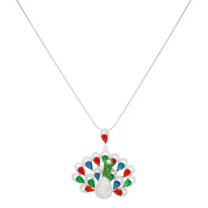 Dazzling Peacock Silver Chain Locket