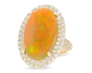 Ethiopian Opal and Diamond Ring