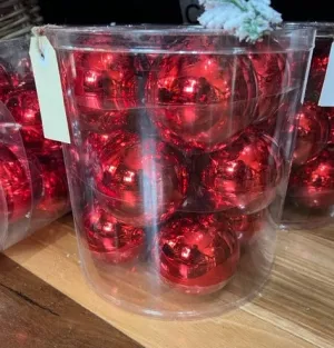 Glass Bauble Pack 12 Red