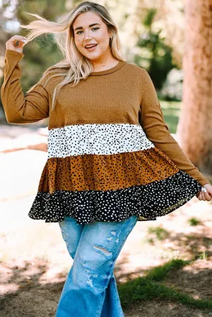 Plus Size Animal Print Babydoll Blouse